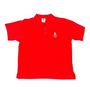 Beijing 2008 Olympics Polo Shirt Mens M Red Embroidered Emblem Official Licensed